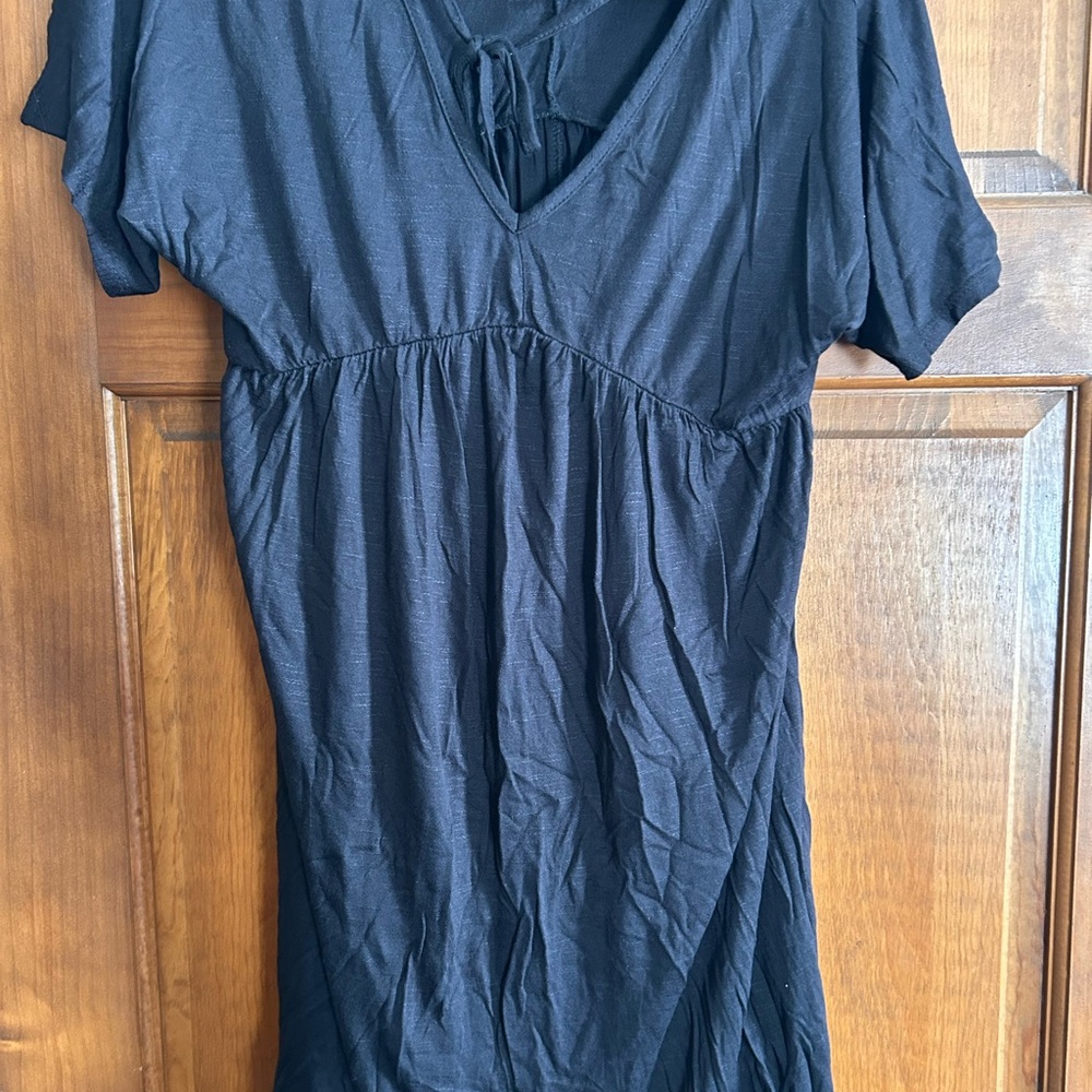 Olivia Rae Black V-Neck Swim Coverup with Tie Back